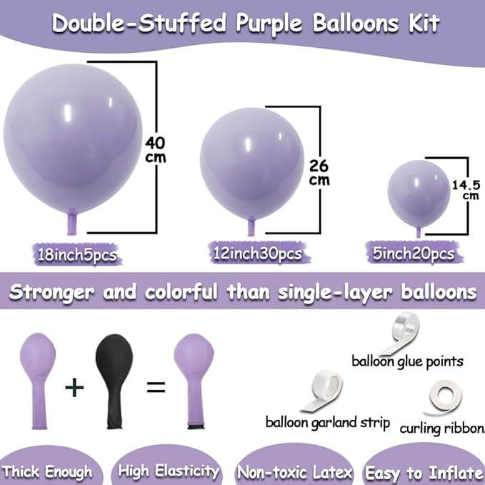 Purple Balloon Garland Kit Double Stuffed Lavender Lilac Arch Party Decor
