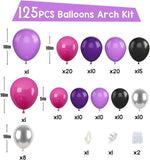 Hot Pink & Purple Balloon Arch Kit: Silver Accent Party Decorations