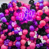 Hot Pink & Purple Balloon Arch Kit: Silver Accent Party Decorations