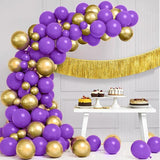 Gold Purple Balloon Arch Kit 80pcs Mixed Sizes 5 12 18 Inch Party Decorations