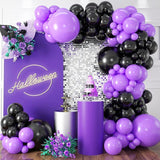 Purple & Black Balloon Garland Kit - 100pcs Party Decorations