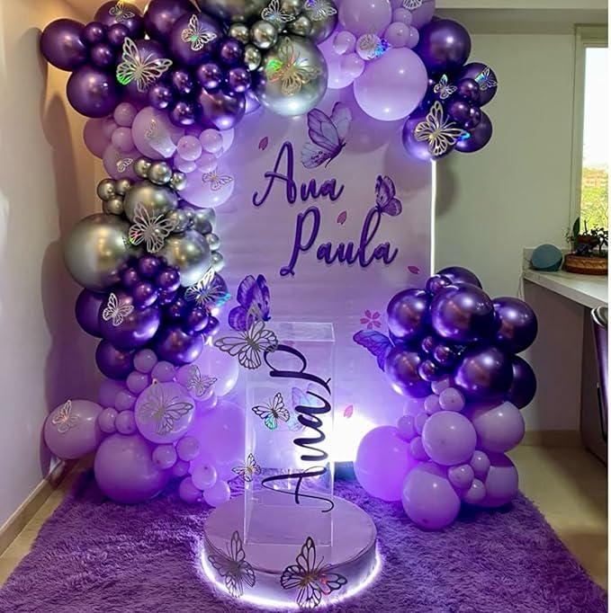 Metallic Purple Silver Balloon Garland Arch Kit 18 12 5 Inch Party Decorations
