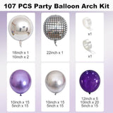 Purple Silver Balloon Arch Kit Dark Royal Metallic Party Decorations Birthday Graduation