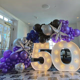 Purple Black Silver Balloons 65pcs 12 Inch Confetti Party Decorations