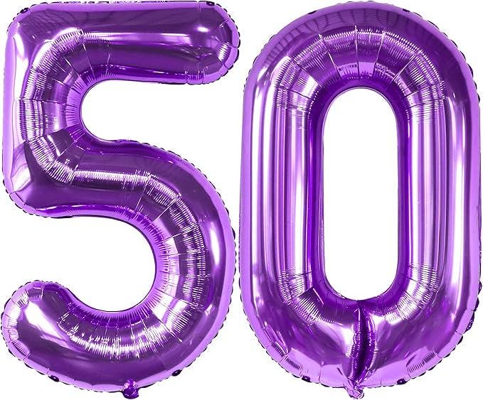 Huge Purple 50 Balloon 40 Inch 50th Birthday Wedding Anniversary Party Decorations