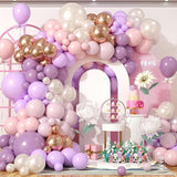 Dusty Purple Pink Balloon Garland Arch Kit Pastel Pearl Gold Party Decorations