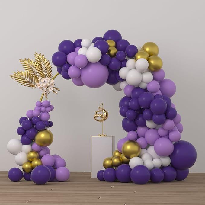 Purple Balloon Garland Kit 168pcs Lavender White Gold DIY Party Decorations