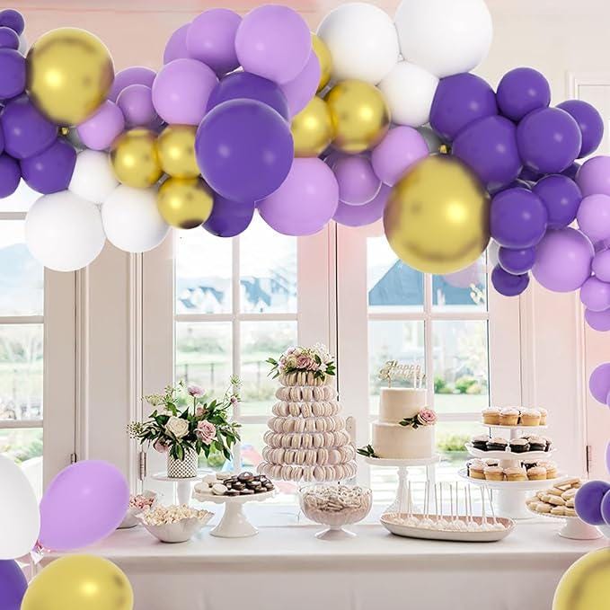 Purple Balloon Garland Kit 168pcs Lavender White Gold DIY Party Decorations