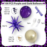 Purple Gold Balloon Arch Kit Dark Purple Metallic Star Balloons Party Decorations
