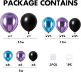 Purple Blue Balloon Arch Kit 105pcs Mixed Sizes Metallic Party Decorations