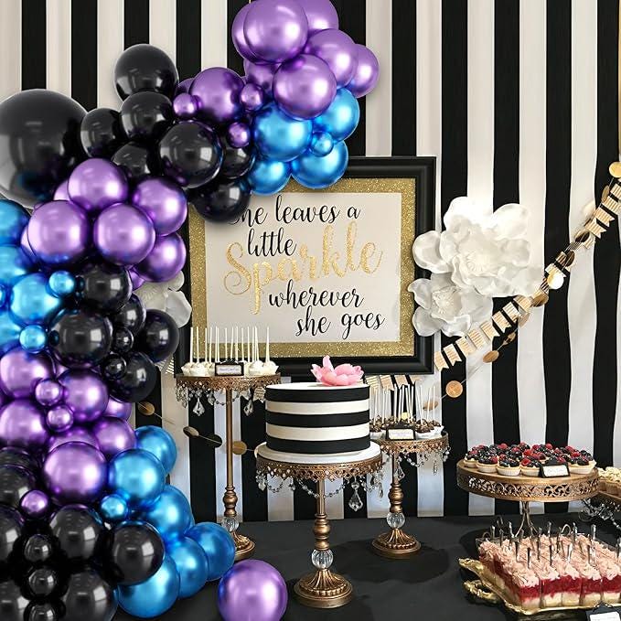 Purple Blue Balloon Arch Kit 105pcs Mixed Sizes Metallic Party Decorations