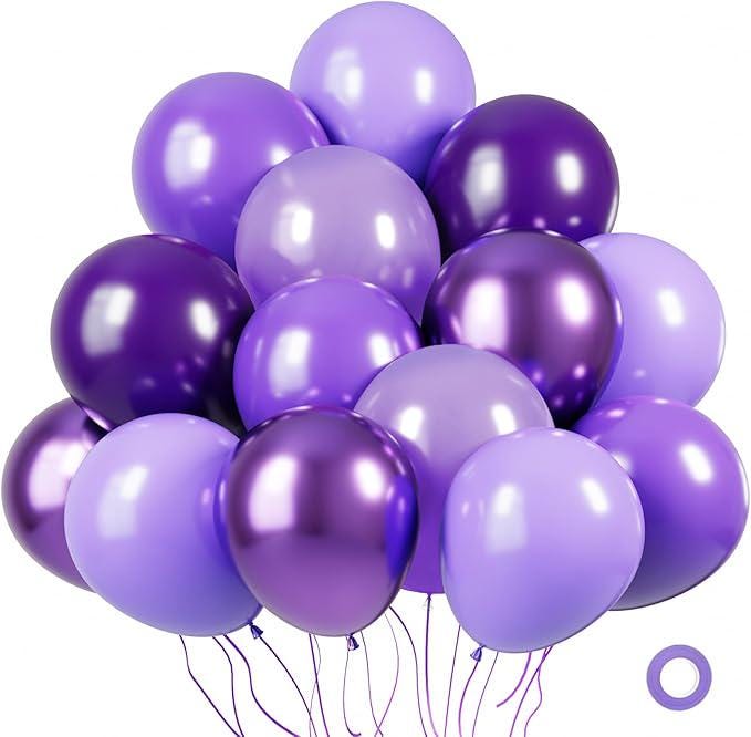 Purple Latex Balloon Set 60pcs 12 Inch Metallic Pastel Dark Balloons Party Decorations