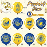 60 Pcs Ramadan Mubarak Balloons Eid Party Decor Blue Gold Latex Set 12 Inch