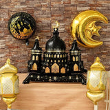 10 Pcs Eid Mubarak Foil Balloons Ramadan Lantern Moon Star Castle Decor