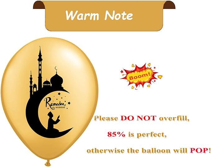 30 Pcs Ramadan Mubarak Balloons Gold Blue Eid Latex Decorations for Eid
