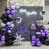 Purple Black Balloons 60PCS Metallic Silver Matte Black Confetti for Birthday Wedding Halloween Party
