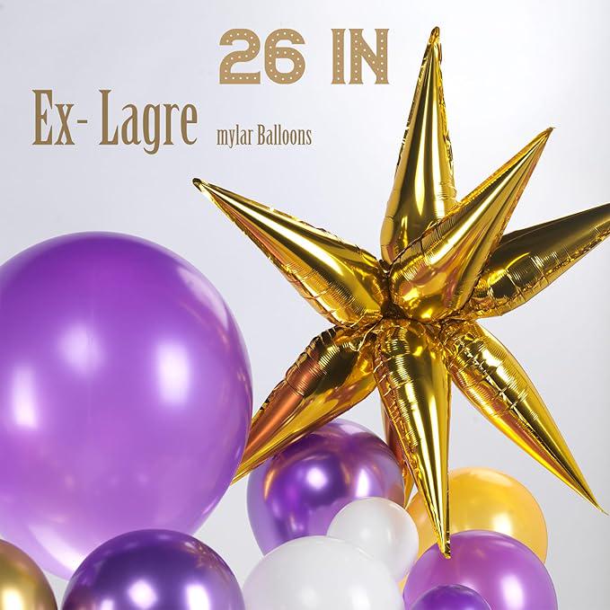 Royal Purple Gold Graduation Balloon Garland Kit with Star Diplomas for Class 2025 Party