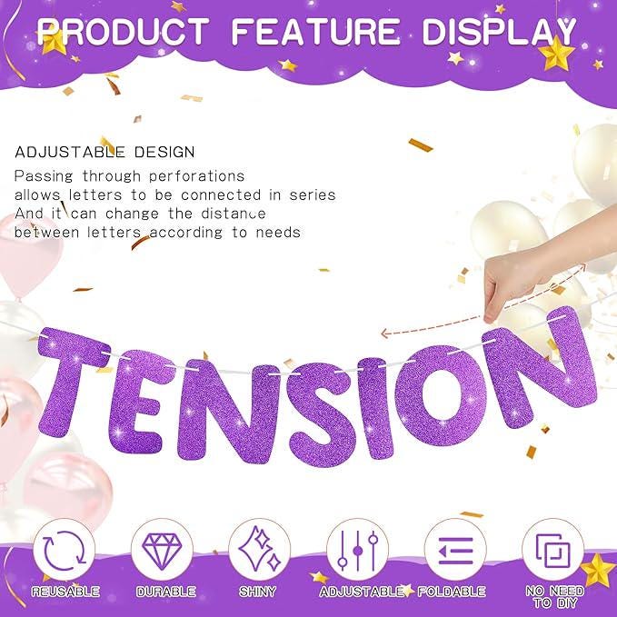 Purple Retirement Banner PreStrung Glitter Party Decorations for Women Men Office Home