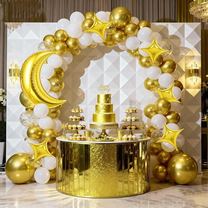Moon and Star Balloons 36 Inch Gold Moon 18 Inch Star Foil Party Decor