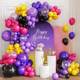 Black Purple Red Yellow Balloon Garland Arch Kit 167PCS for Birthday Baby Shower Party