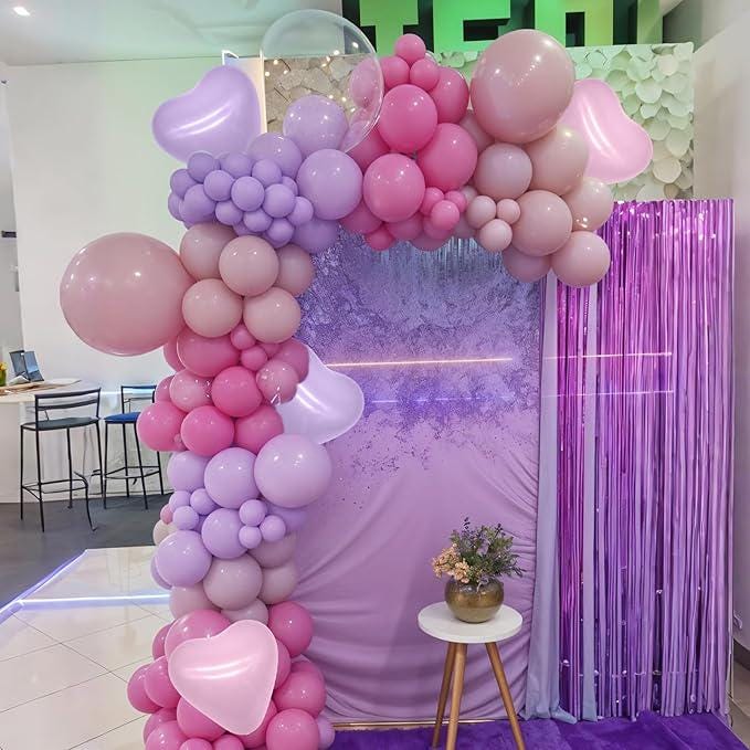 Pink Purple Balloons 50PCS Macaron Heart Star Foil for Birthday Baby Shower Wedding Party