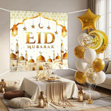 70 Pcs Eid Mubarak Balloons White Gold Moon Star Ramadan Party Decor