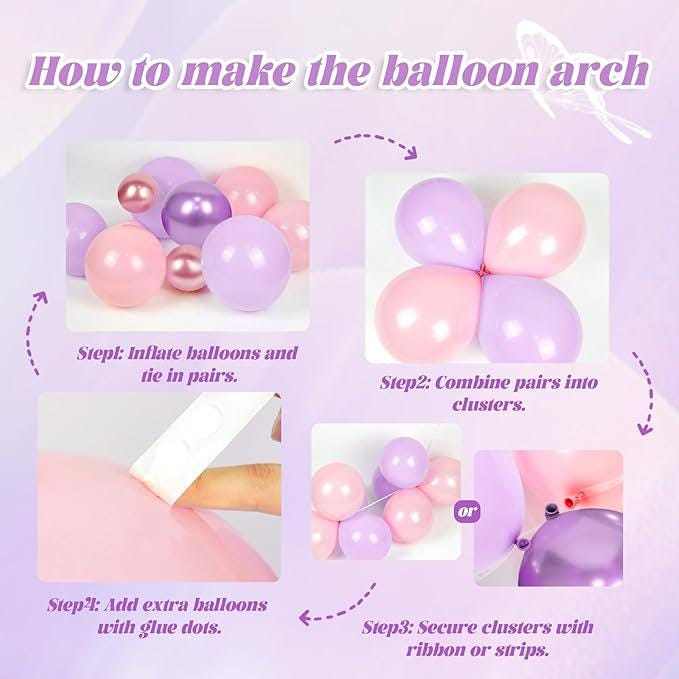 Pink Purple Butterfly Birthday Decorations Pastel Pearl Confetti Balloons Banner Party