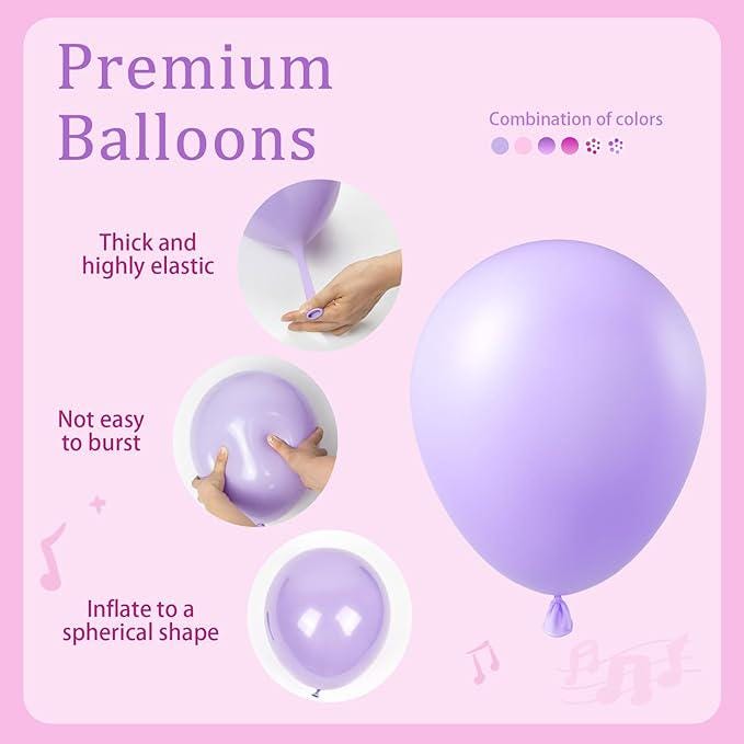Pink Purple Balloons 61PCS 12 Inch Confetti Metallic with Ribbon for Wedding Birthday Party
