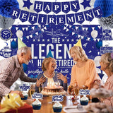 Retirement Party Decorations Blue Silver for Men Women Banner Backdrop Balloons Set