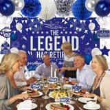 Retirement Party Decorations Blue Silver for Men Women Banner Backdrop Balloons Set