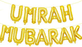 16 Inch Umrah Mubarak Letter Balloons Banner Mylar Foil Decorations for Ramadan Eid