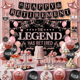 Retirement Party Decorations for Women Black Pink Banner Backdrop Balloons Swirl Set