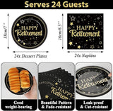 Happy Retirement Party Supplies Black Gold Plates Napkins Tablecloth Set for Men Women
