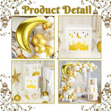 Eid Mubarak Home Decoration 2025 White Gold Balloon Arch Star Moon Ramadan Decor