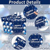96Pcs Retirement Party Plates Napkins Blue Silver Tableware Set for Men Women