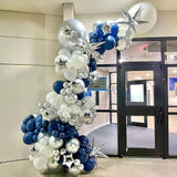 Blue Silver Balloon Garland Arch Kit Navy White Confetti Star Balloons Party Decor