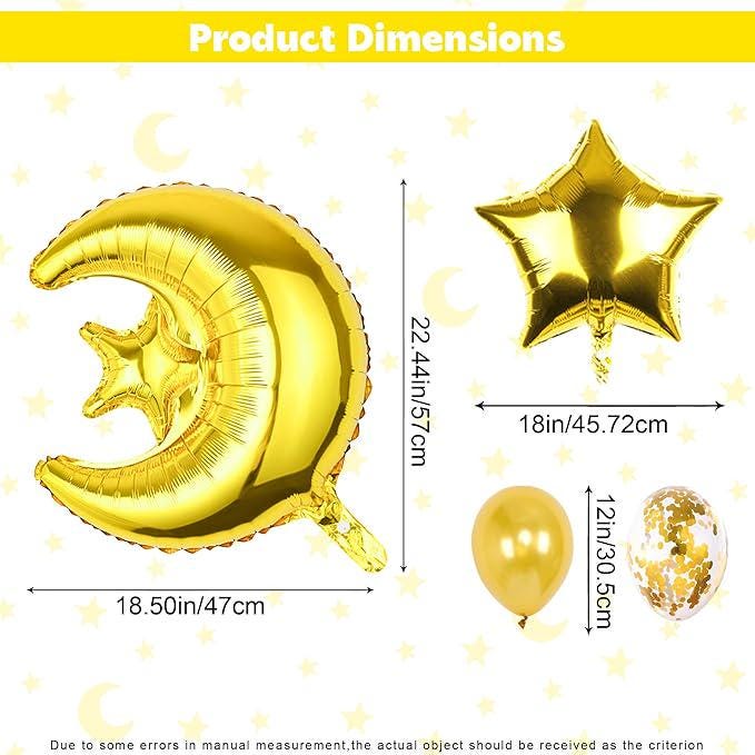 Gold Moon and Star Balloon Set: Celestial Party Decor