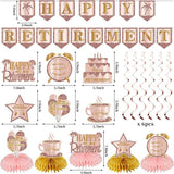 20Pcs Retirement Party Decorations for Women Pink Rose Gold Banner Balloons Centerpiece Set