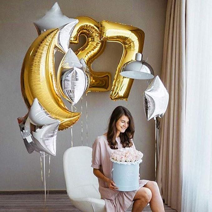 6PCS 36 Inch Gold Moon Foil Balloons Birthday Wedding Party Decor