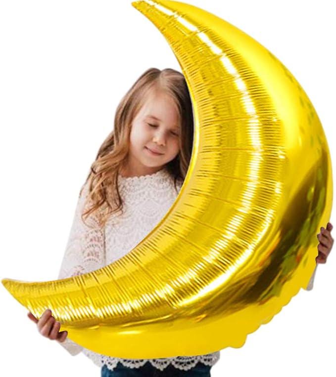 6PCS 36 Inch Gold Moon Foil Balloons Birthday Wedding Party Decor