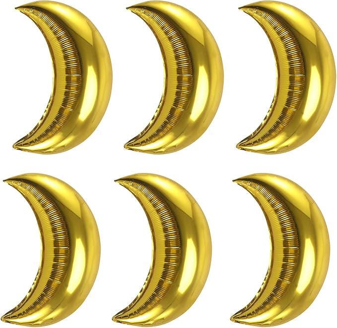 12PCS 18 Inch Moon Foil Mylar Balloons Gold Baby Shower Wedding Party Decor