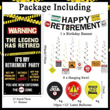 Retirement Decorations for Men Women Caution Banner Balloons Swirls Legend Retired Set