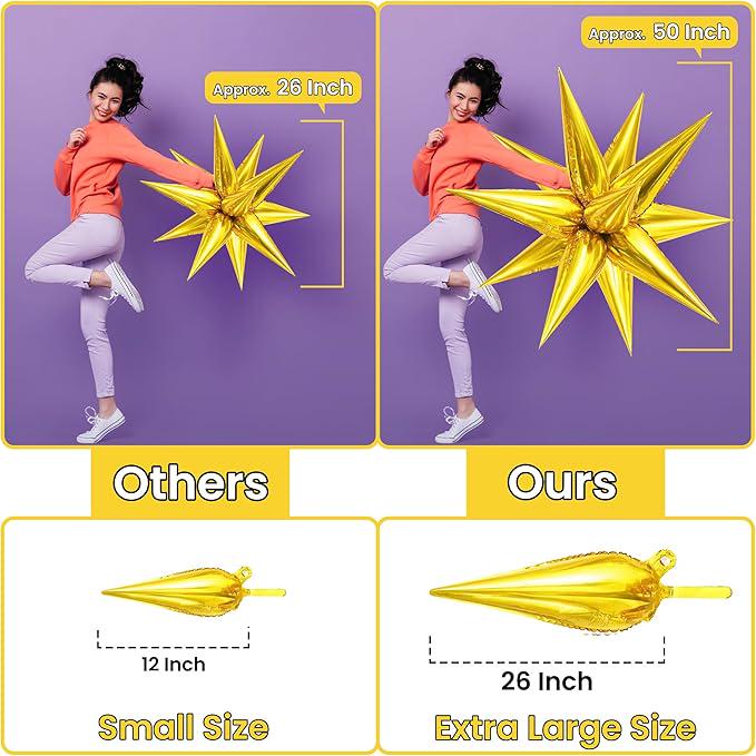 50PCS Large Gold Star Balloons 20 Inch Birthday Graduation Baby Shower Decor