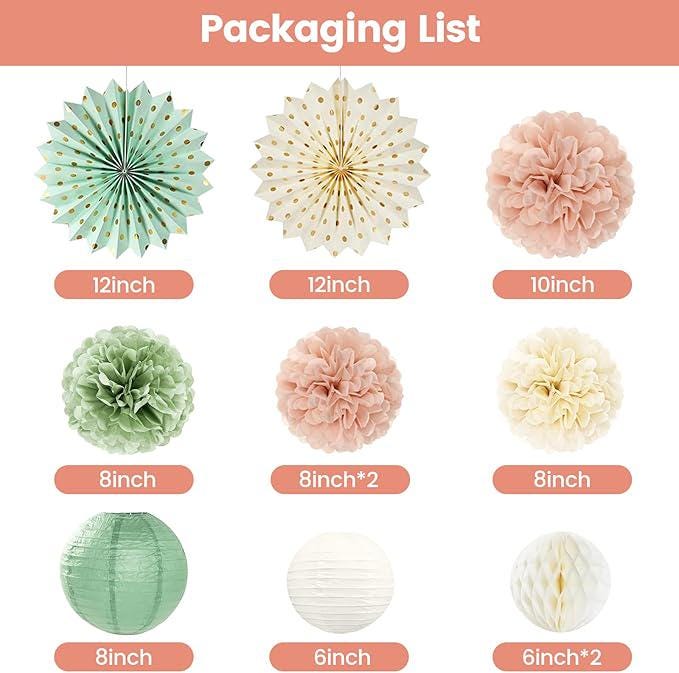 Retirement Party Decorations for Women Sage Green Blush Pink Happy Retirement Banner Lanterns