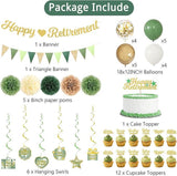 Retirement Party Decorations for Men and Women Green Happy Retirement Banner Balloons Pompoms