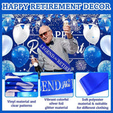 Happy Retirement Party Decorations for Men and Women Blue Silver Banner Balloons Centerpieces