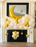 White Gold Party Decorations Moon Star Foil Balloons Baby Shower Decor