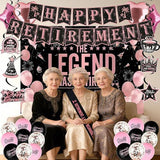Rose Gold Retirement Party Decorations Kit for Women Banner Sash Crown