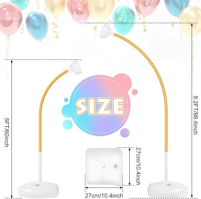 Bendable Balloon Arch Stand Kit: 8.2ft Gold Half Arch with Water Bag