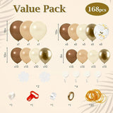 Brown Balloon Arch Kit 168pcs Neutral Confetti Gold Latex Baby Shower Birthday Party